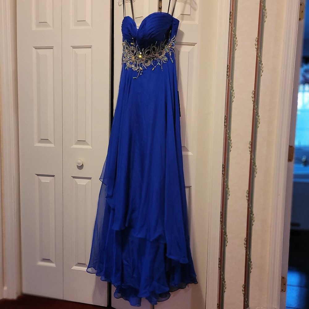 Alyce Paris Evening Gown/Prom Dress Sapphire Blue Size 8 - Picture 1 of 6